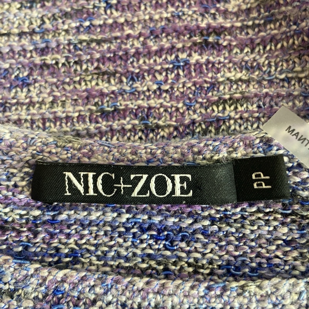 NIC +ZOE Womens Purple Long Sleeve Lace Up Knit Crew Neck Sweater Petite Petite - Picture 5 of 6